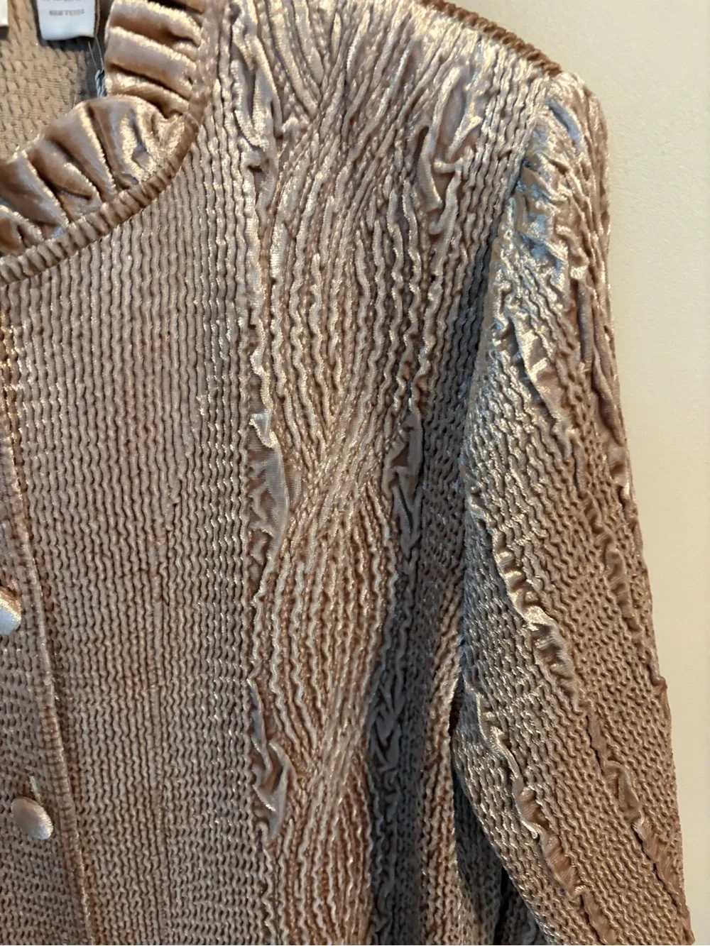 Chico's Rippled Ruffle Keily Jacket in Pale Stardust | Women's Size 3 / XL - Picture 6 of 12